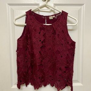 TWIK - Red Lace Top - Small